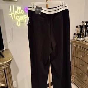 Black and White Wide Leg Pants with Flowing Design